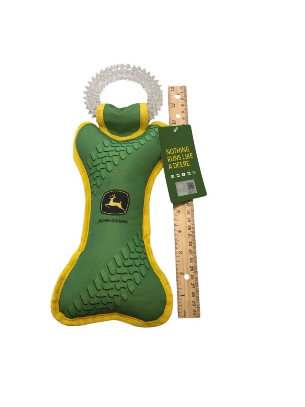 JOHN DEERE Canvas Bone Shape Tug Ring Squeak 12